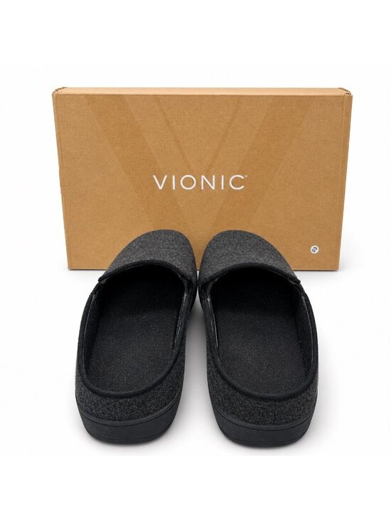 Vionic Unwind Clog Slipper Mens 10.5 Black Wool Arch Support Mule House Shoe main image 6